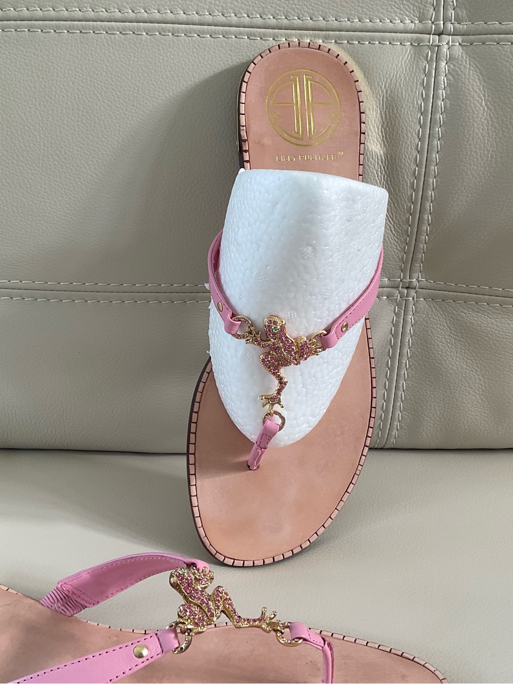 Lilly Pulitzer Swarovski-Embellished Hip Hop Thong Sandals, Size 8.5 M
